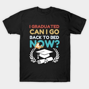 I Graduated Can I Go Back To Bed Funny cat graduation Class of 2024 Grad T-Shirt